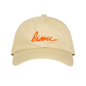 Casquette Bisou beige Mathilde Cabanas en coton avec broderie orange