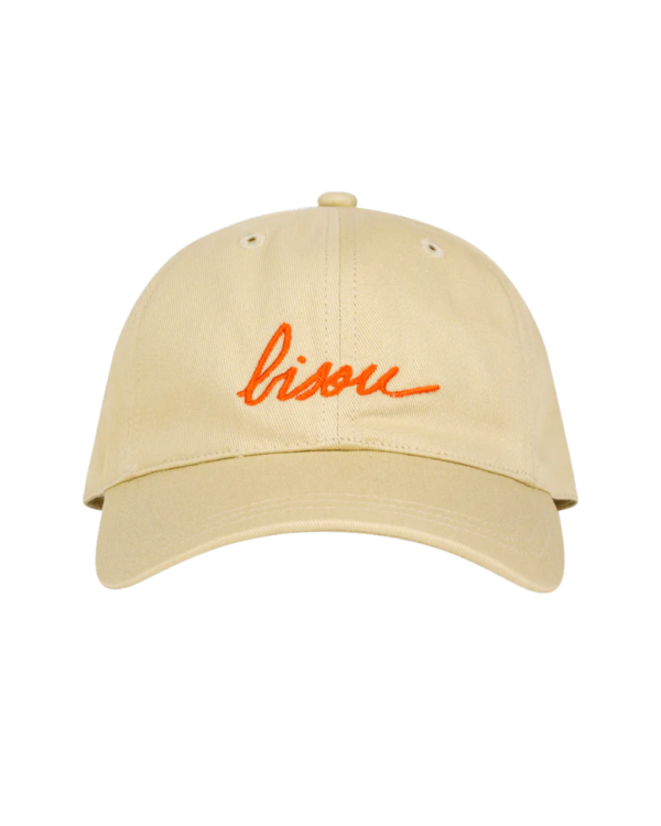 Casquette Bisou beige Mathilde Cabanas en coton avec broderie orange