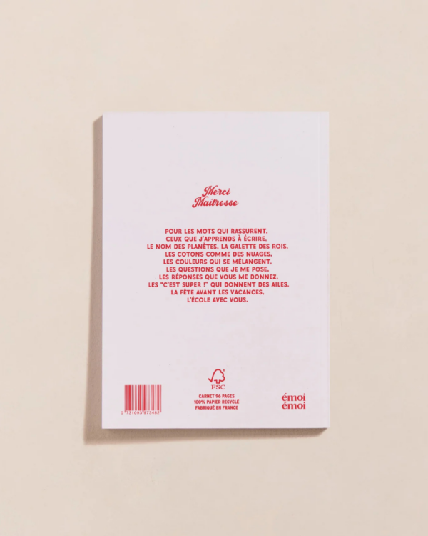 Carnet Merci Maîtresse – Cœurs Rouges | Cadeau original pour maîtresse, nounou ou marraine