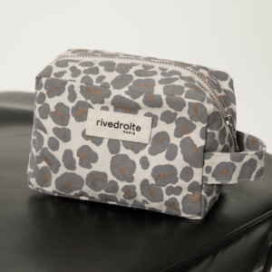 Trousse Tournelles Rive Droite motif Léopard Gris en matière recyclée