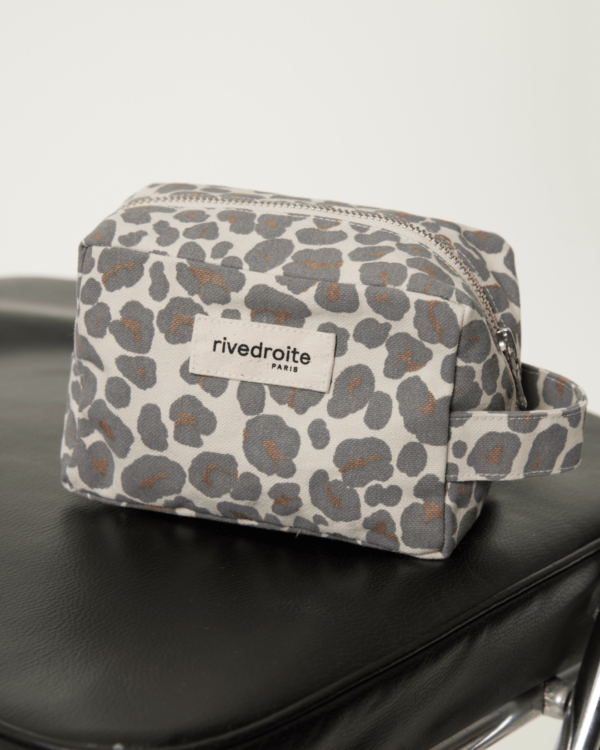 Trousse Tournelles Rive Droite motif Léopard Gris en matière recyclée