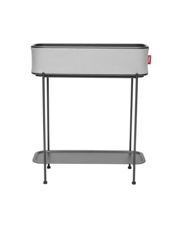 Jardinière sur pied design Fatboy Adoreganizer gris avec structure en acier et panier textile modulable