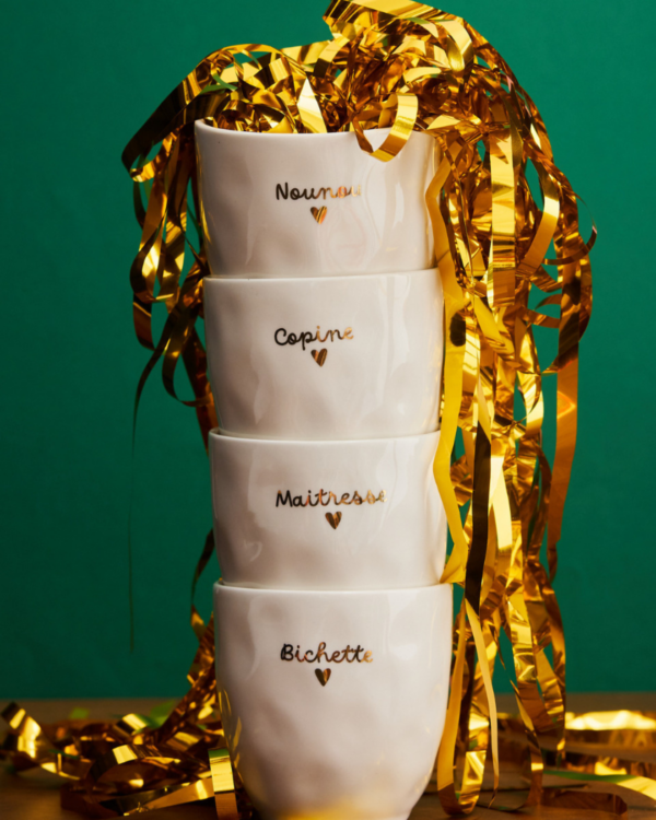 Tasse Copine blanche avec cœur doré en céramique – Le Petit Souk