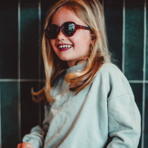 Lunettes de soleil enfant Megy Craky, forme ronde, finition écaille bicolore, protection UV400, pour enfants de 3 à 5 ans