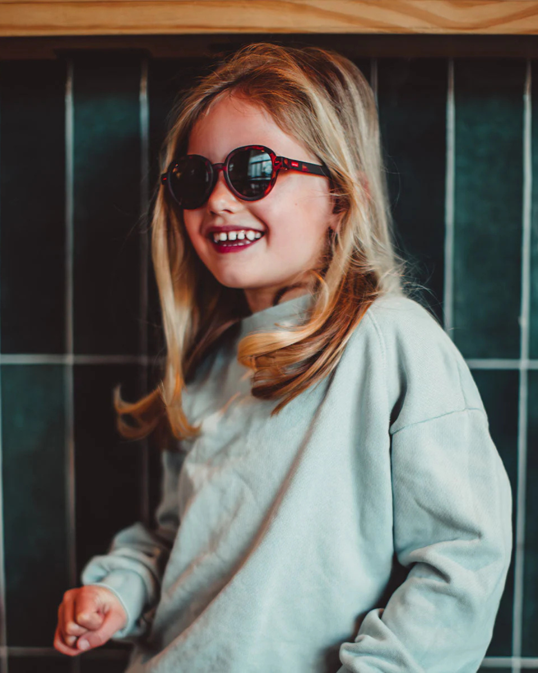Lunettes de soleil enfant Megy Craky, forme ronde, finition écaille bicolore, protection UV400, pour enfants de 3 à 5 ans