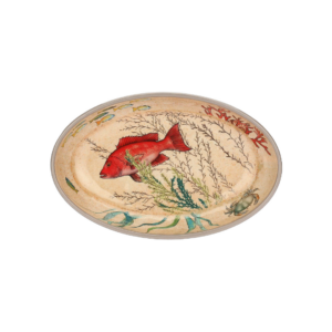 Set de 2 assiettes ovales creuses en mélamine Sea Life – 24x15 cm – décor marin, robustes et légères