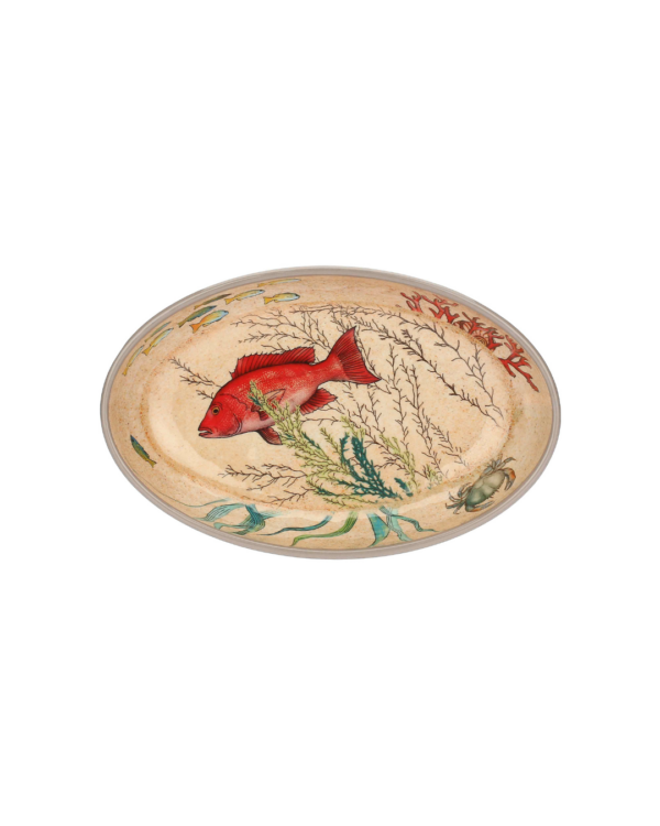 Set de 2 assiettes ovales creuses en mélamine Sea Life – 24x15 cm – décor marin, robustes et légères