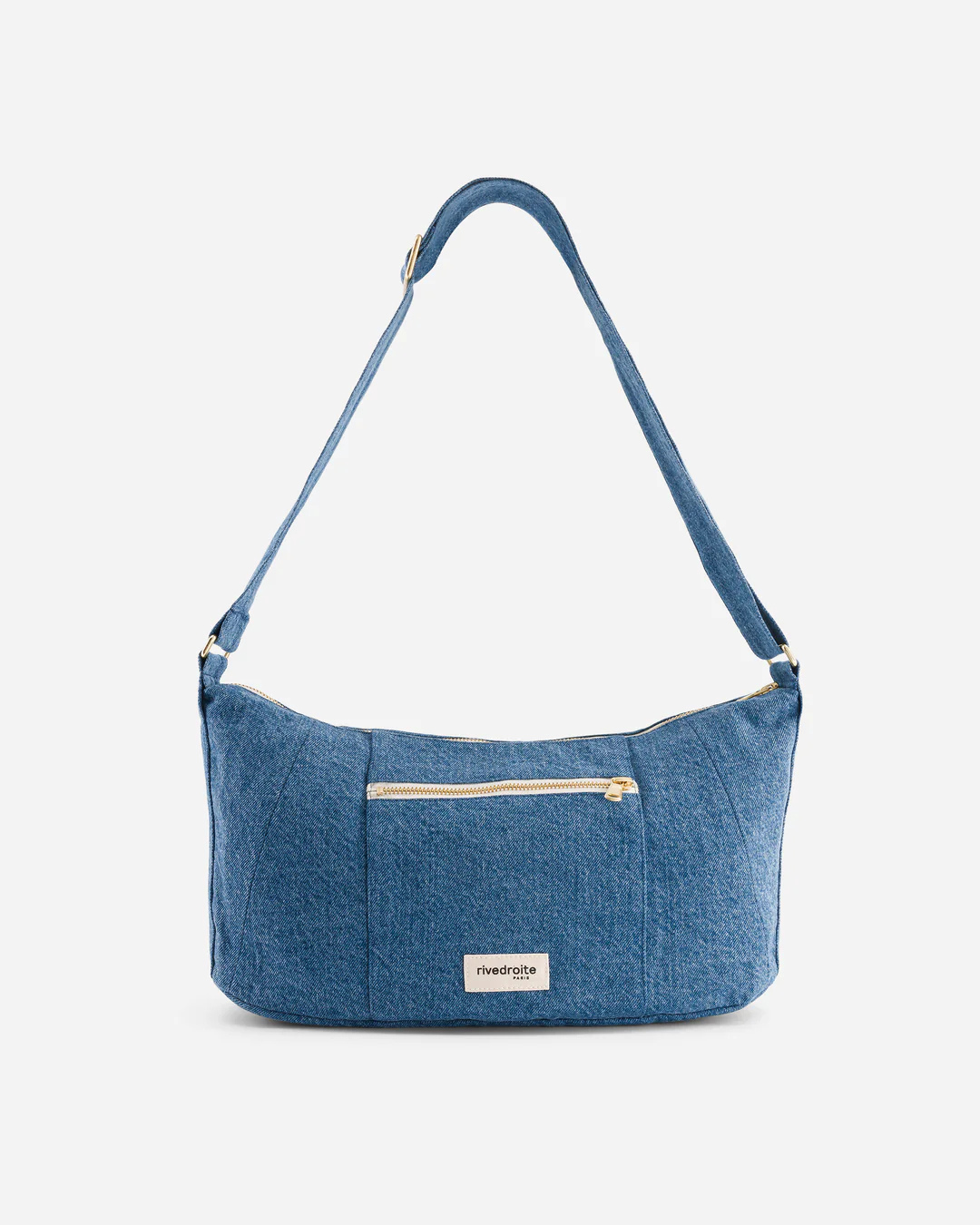 Sac Mini Charlot en denim clair upcyclé – sac crossbody léger, pratique et recyclé avec poches zippées