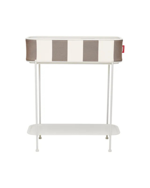 Jardinière sur pied design Fatboy Adoreganizer Rayé Cacao avec panier textile et structure en acier