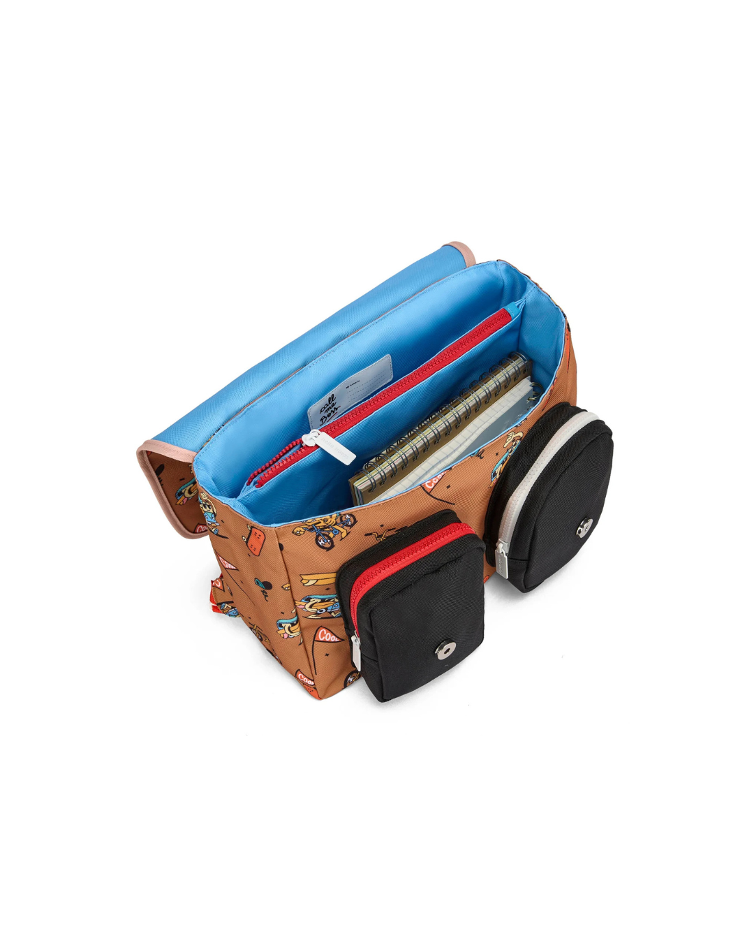 Cartable scolaire enfant Mascots Ride, tissu recyclé déperlant, imprimé coloré à motifs, adapté aux enfants de 2 à 7 ans, compatible format A4