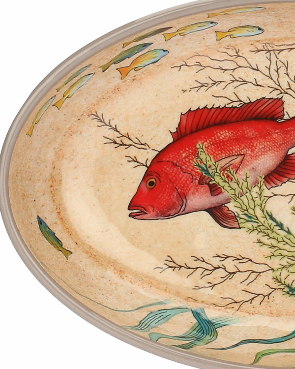 Set de 2 assiettes ovales creuses en mélamine Sea Life – 24x15 cm – décor marin, robustes et légères