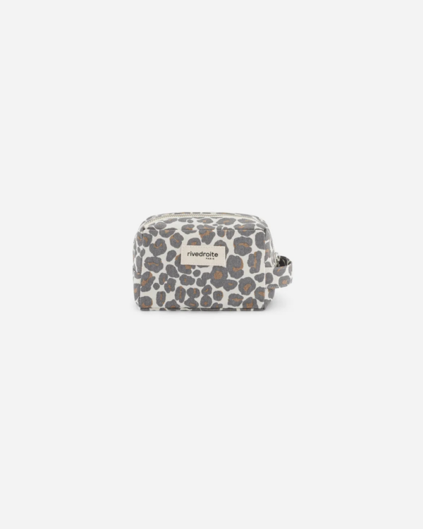 Trousse Tournelles Rive Droite motif Léopard Gris en matière recyclée