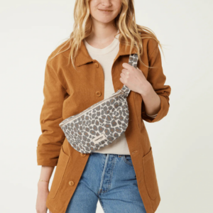 Banane Custine Léopard Gris – sac banane en tissu recyclé à imprimé animalier, pratique et éthique