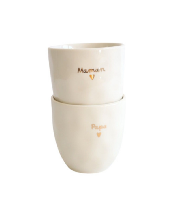 Tasse céramique blanche Papa cœur doré – Le Petit Souk – cadeau fête des pères
