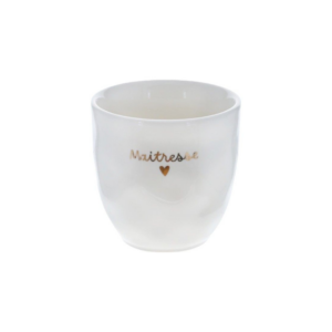 Tasse Maîtresse blanche avec cœur doré en céramique – Cadeau Le Petit Souk