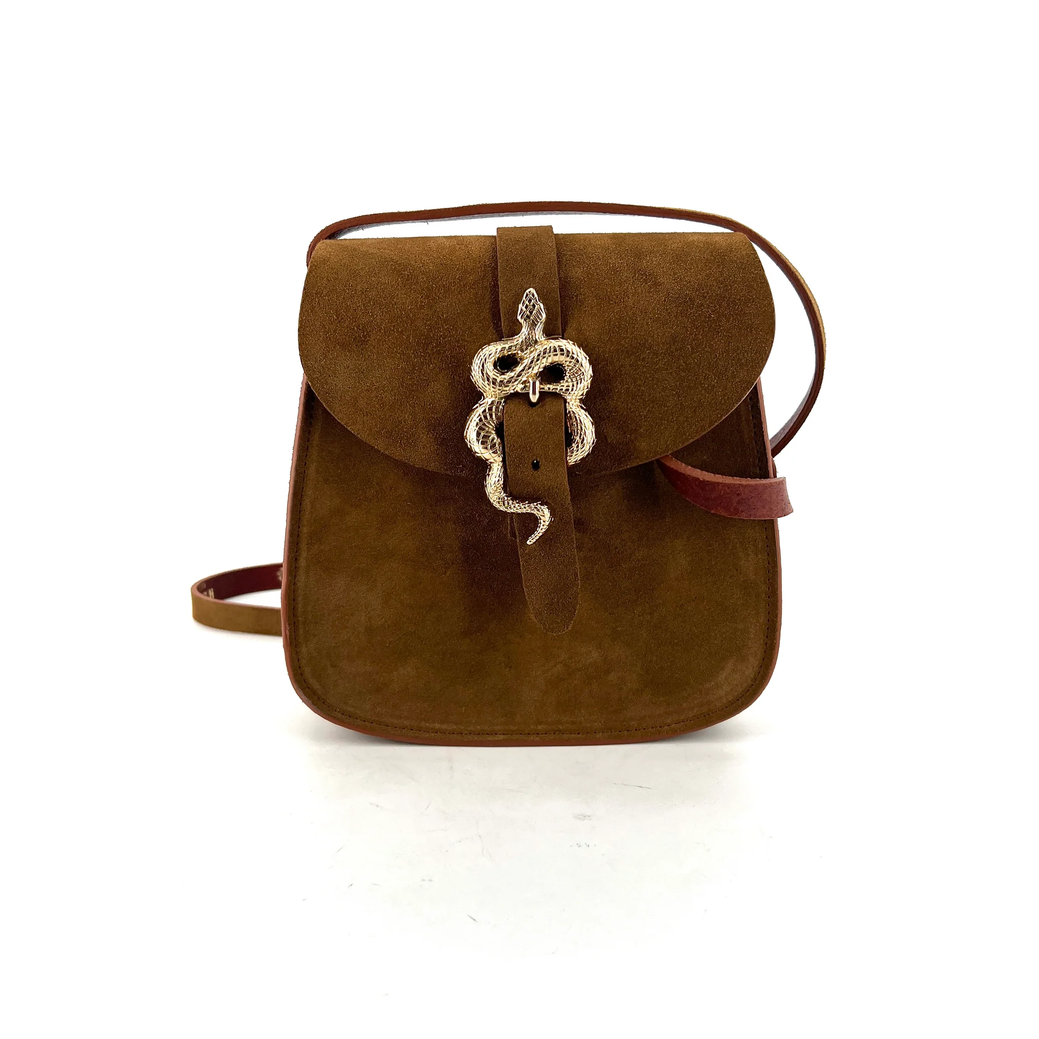 Sac Le Sab Barbier en velours Tobacco, boucle serpent, made in France – Herbert Frère Sœur