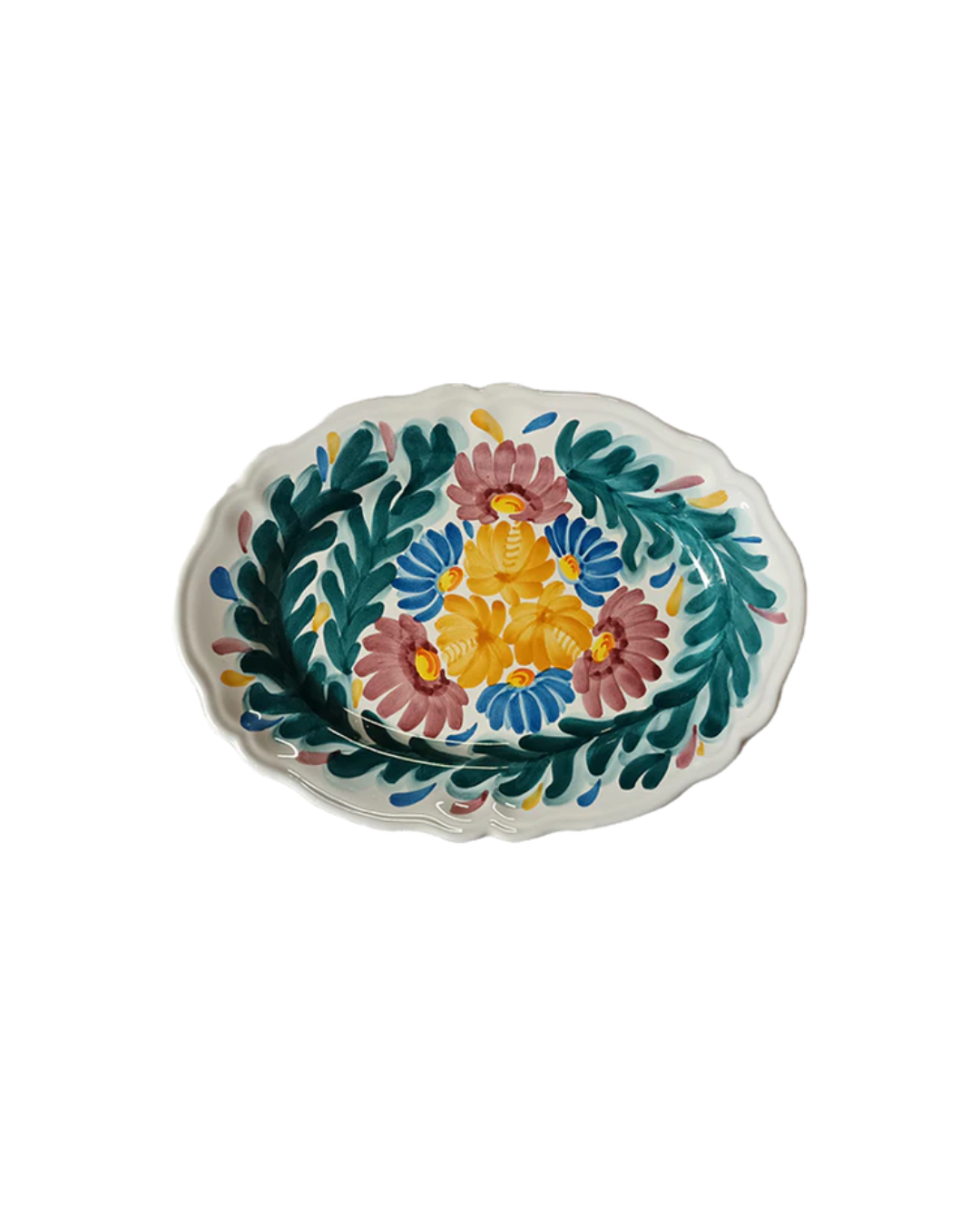 Plat ovale Campo jaune 32 cm en céramique artisanale italienne, fait main, style méditerranéen