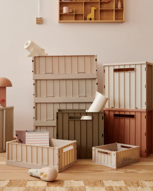 Boîte de rangement ELIJAH cube avec couvercle, en plastique recyclé, empilable et pliable – Idéale pour jouets et rangement maison