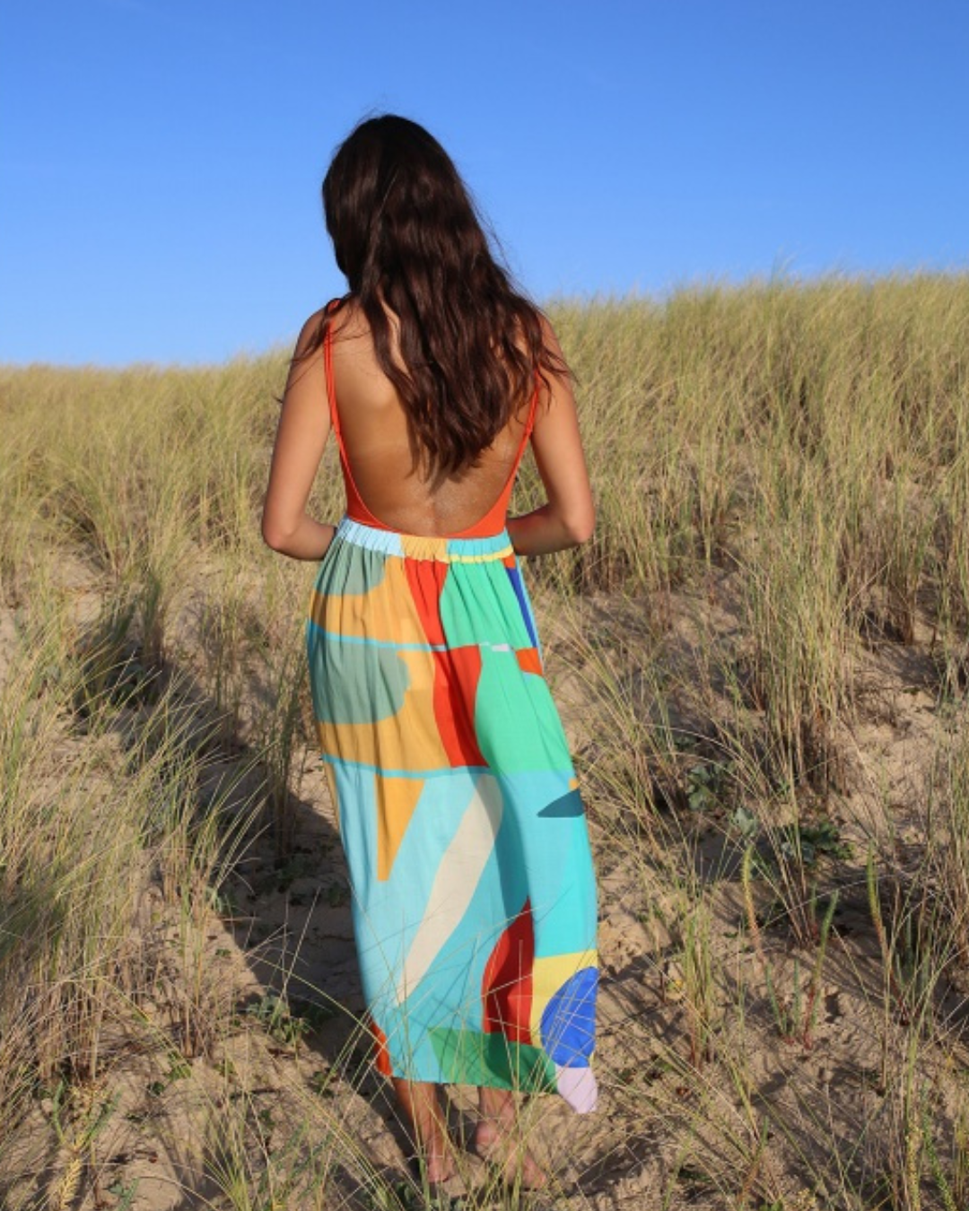 Jupe Chess Player Jade – Jupe Longue Taille Haute en Viscose Fluide, Série Limitée