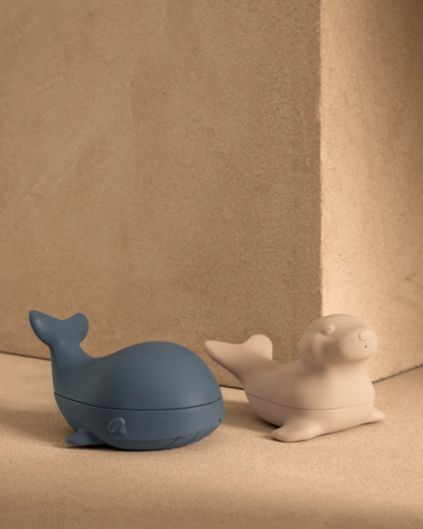 Jouets de bain flottants en silicone – Baleine et phoque DUNCAN – Compagnons ludiques pour l’heure du bain de bébé