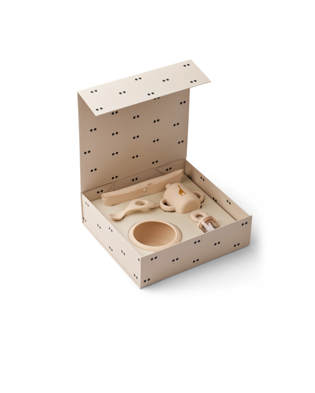 Set repas complet MILEAH en silicone rose pâle pour bébé – Bol, cuillère, tasse, bavoir et distributeur d’aliments