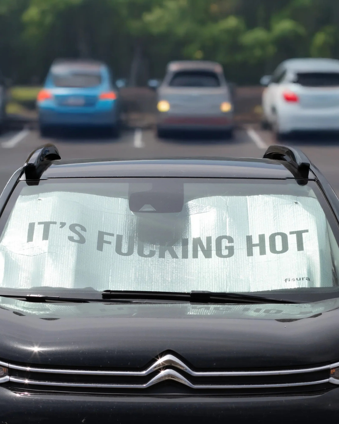 Parasol Voiture “It’s Fucking Hot” – Protection anti-chaleur avec une bonne dose d’humour