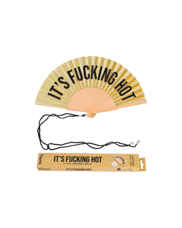 Eventail It’s Fucking Hot – Paillettes Dorées | Glamour, fun et zéro pitié pour la canicule