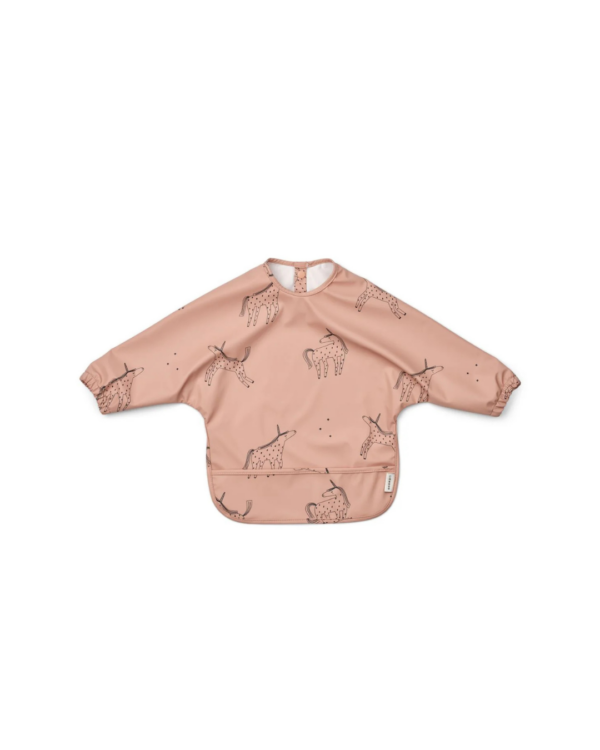 Bavoir avec manches à imprimé MERLE en polyester recyclé, avec poignets élastiqués et poche attrape-tout