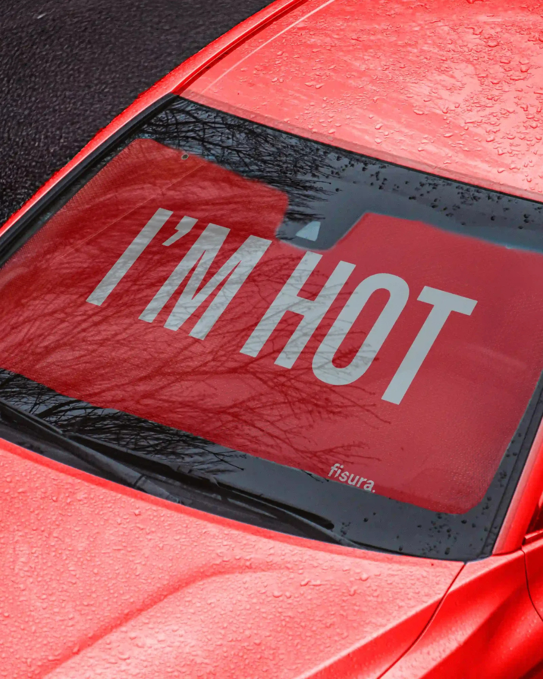 Parasol Voiture “I’m Hot” – Rouge | Protégez votre habitacle avec style et humour