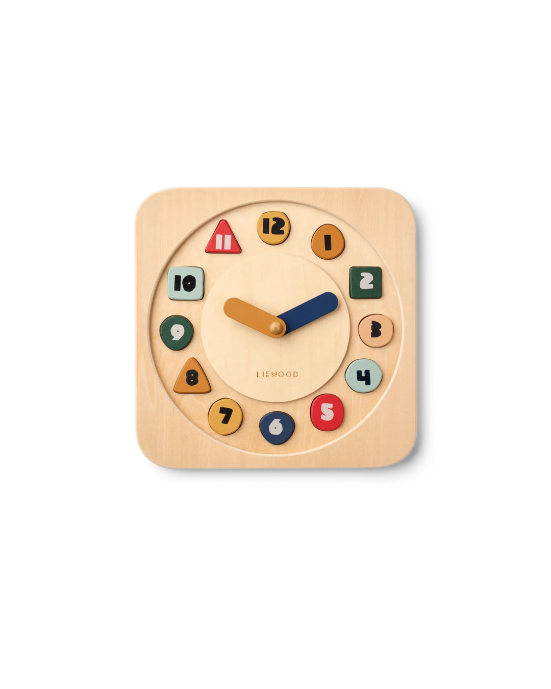 Horloge pédagogique KARAMO en bois avec chiffres et visages expressifs, jeu éducatif pour apprendre l’heure et les émotions dès 3 ans