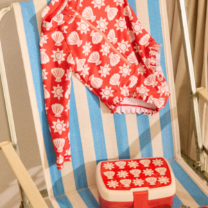 Boîte à goûter à compartiments – Collection Trouville, lunch box colorée à deux niveaux avec coquillages, pratique pour enfants