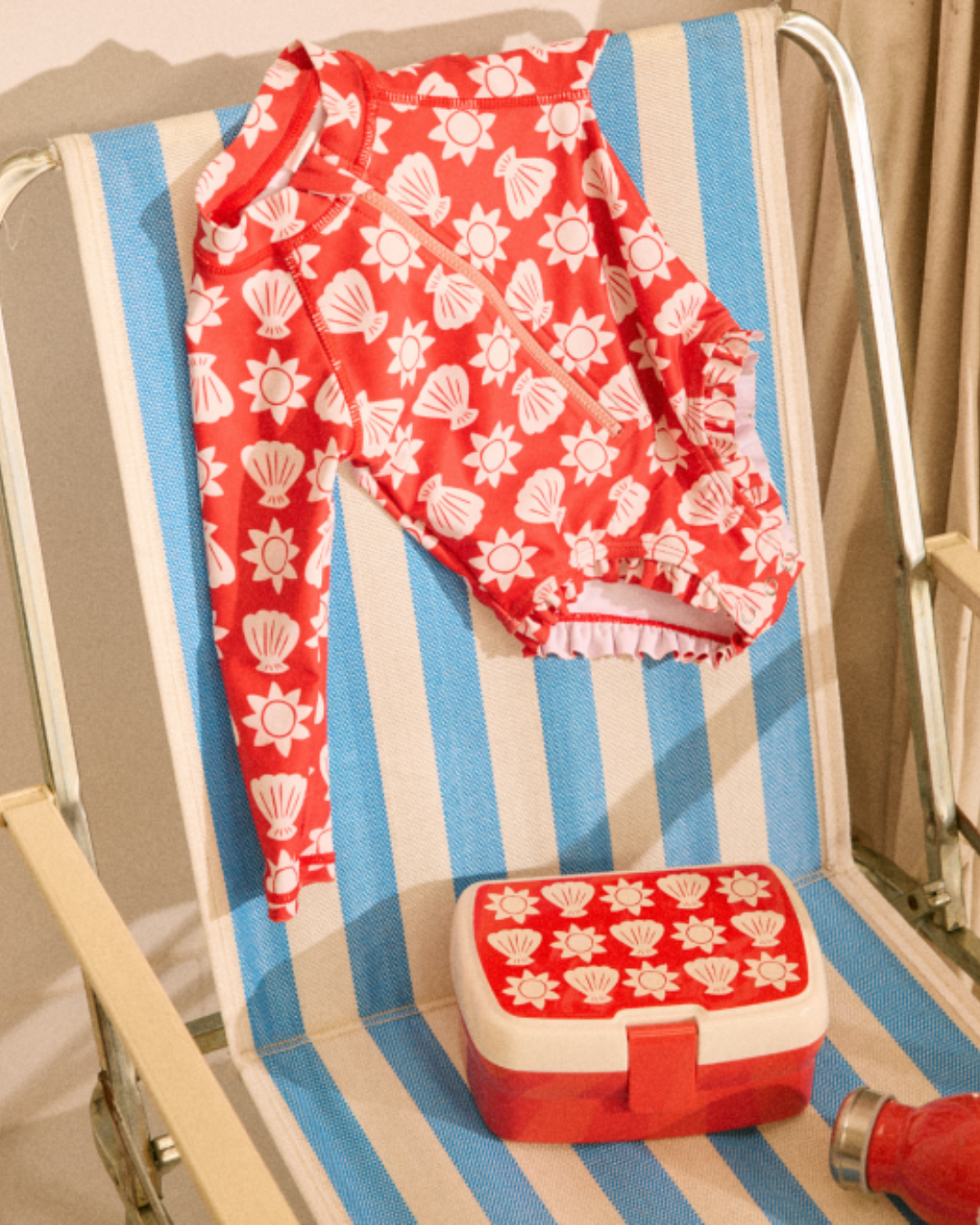 Boîte à goûter à compartiments – Collection Trouville, lunch box colorée à deux niveaux avec coquillages, pratique pour enfants