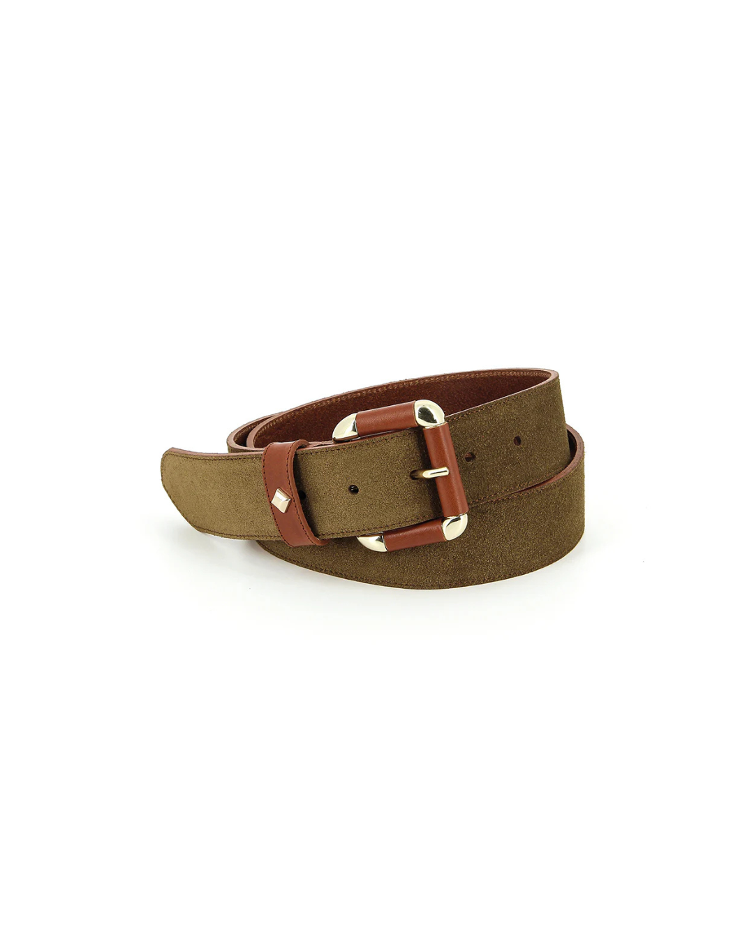 Ceinture en cuir velours Tobacco et vachette pleine fleur caramel avec boucle dorée – La Coulomb