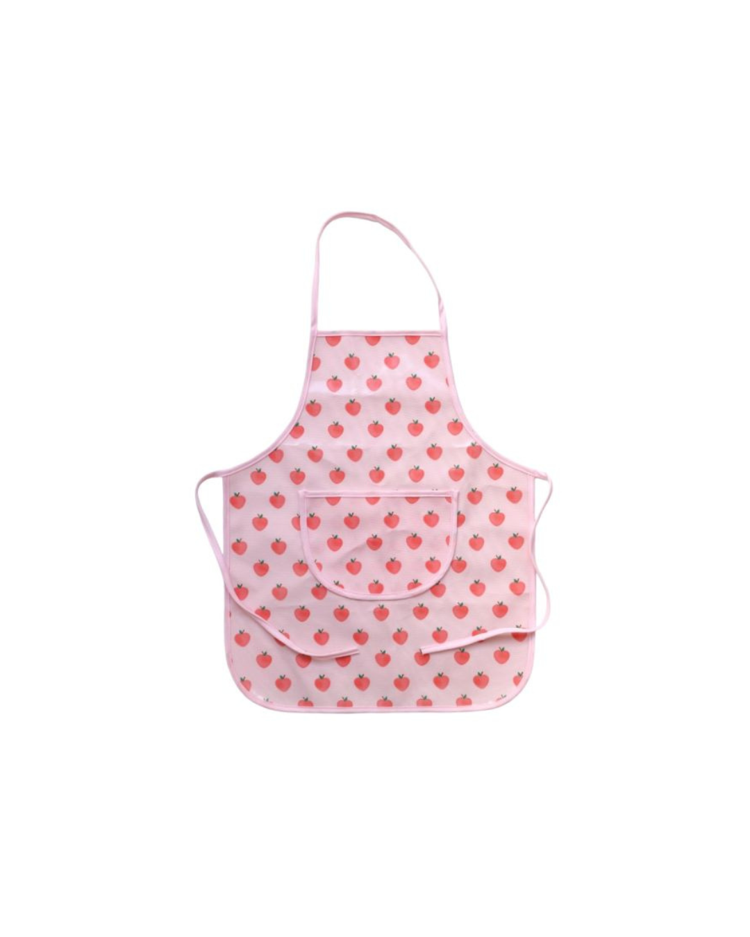 Tablier de cuisine enfant pommes roses en toile cirée, collection Dans mon jardin, protection pratique pour ateliers pâtisserie