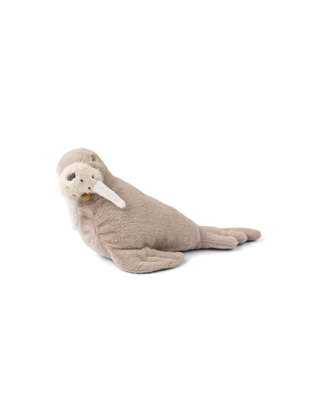Peluche Berto Morse en coloris Stone Beige, 42 cm, fabriquée en polyester recyclé certifié GRS, jouet doux pour enfants