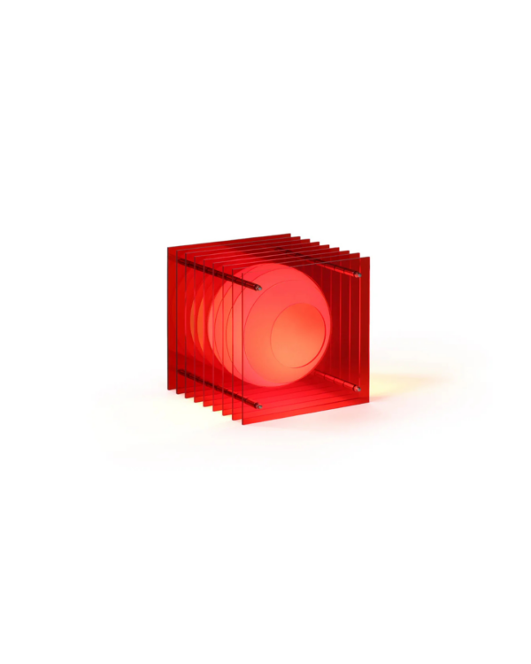 Lampe design Lớp Small Square en acrylique rouge avec verre opale mat et structure en acier inoxydable, certification CE