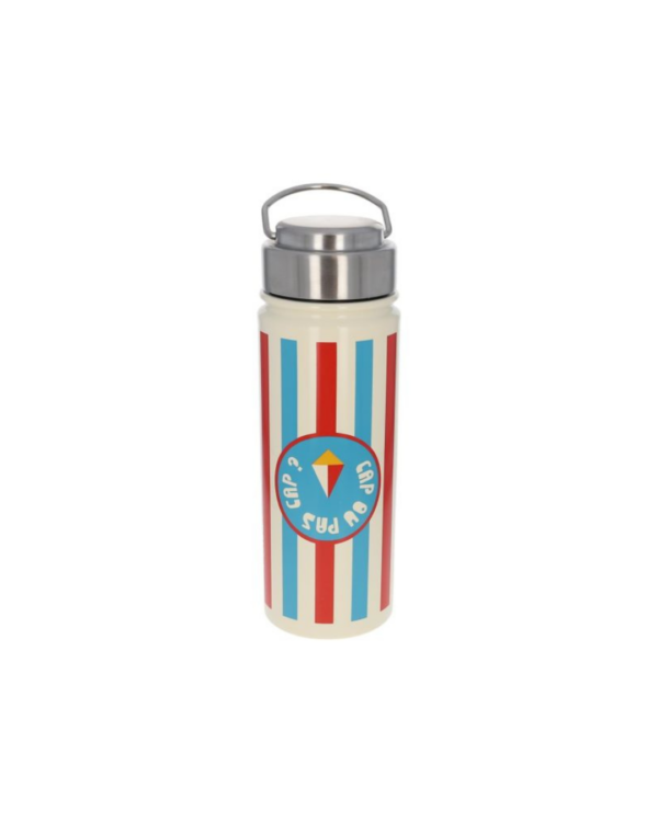 Grande gourde isotherme rayée 550 ml – Collection Dans les airs, bouteille inox double paroi hermétique avec anse