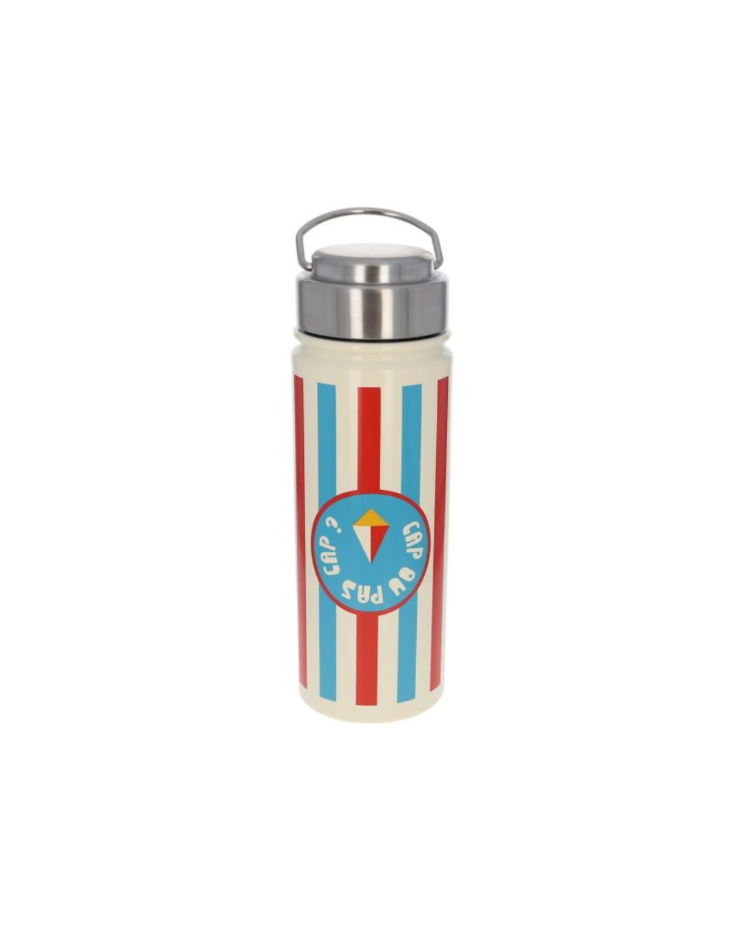 Grande gourde isotherme rayée 550 ml – Collection Dans les airs, bouteille inox double paroi hermétique avec anse