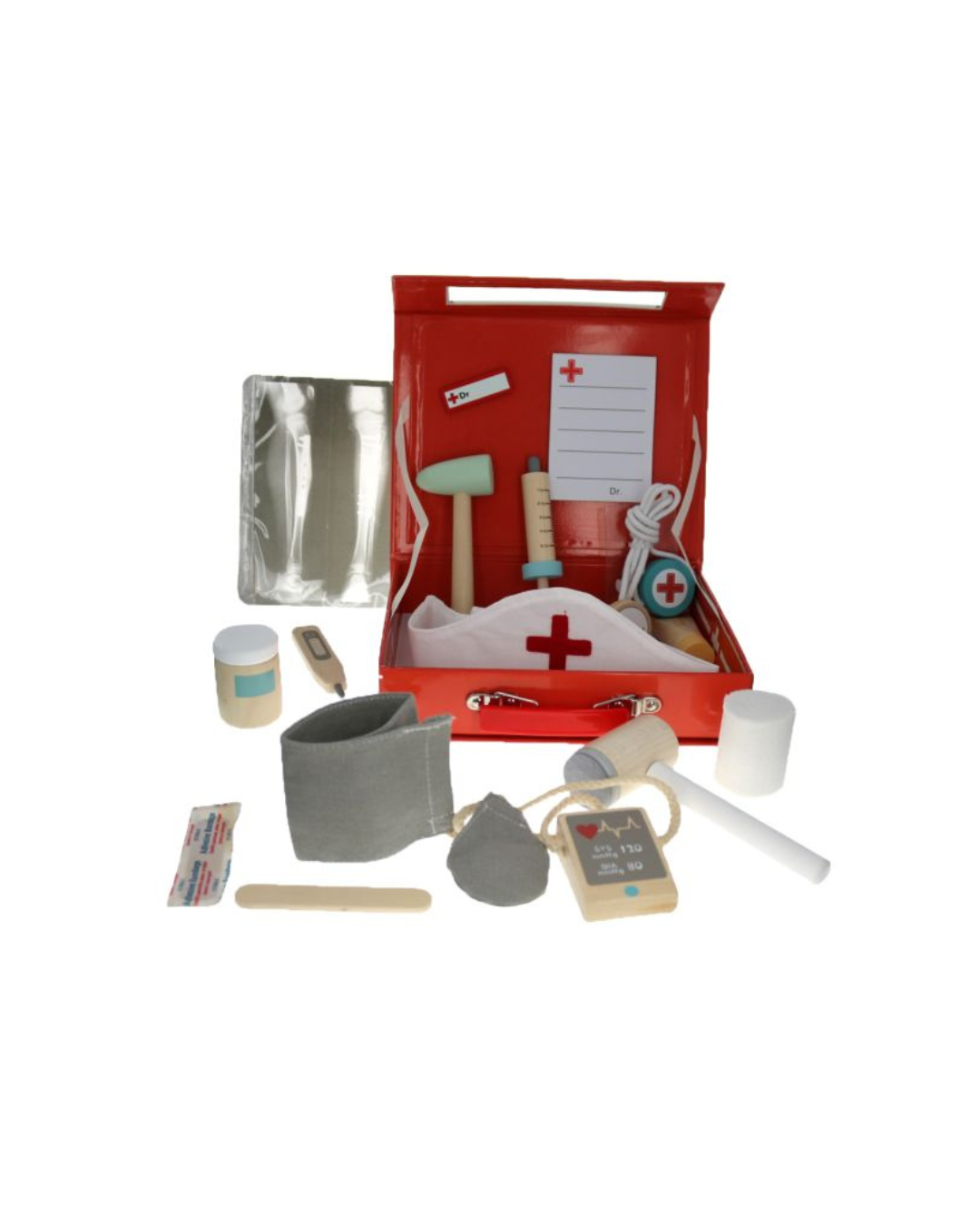 Valisette de docteur en bois avec accessoires médicaux pour enfants, jeu d’imitation éducatif et ludique