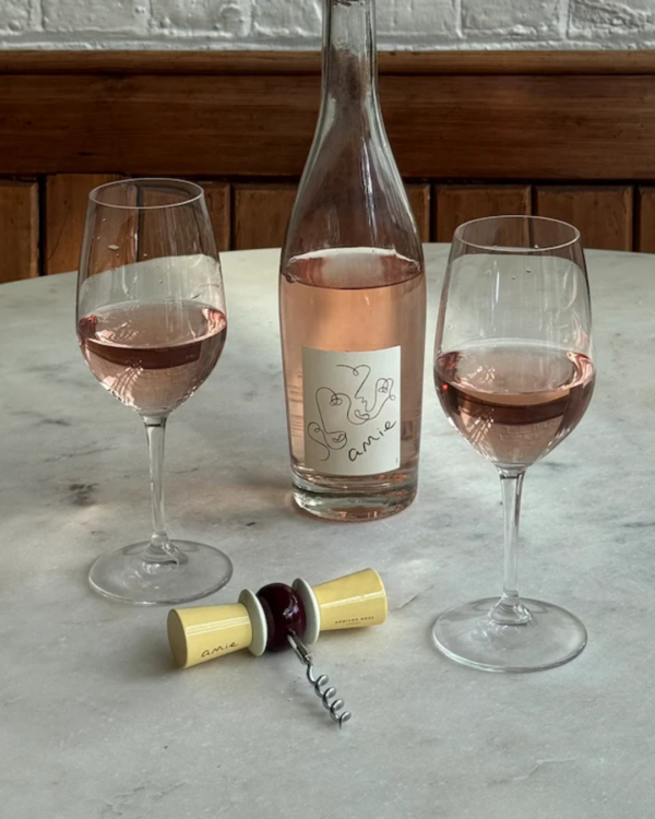 Tire-bouchon nœud papillon Addison Ross x amie – Jaune pâle & Cerise, design chic pour amateurs de vin