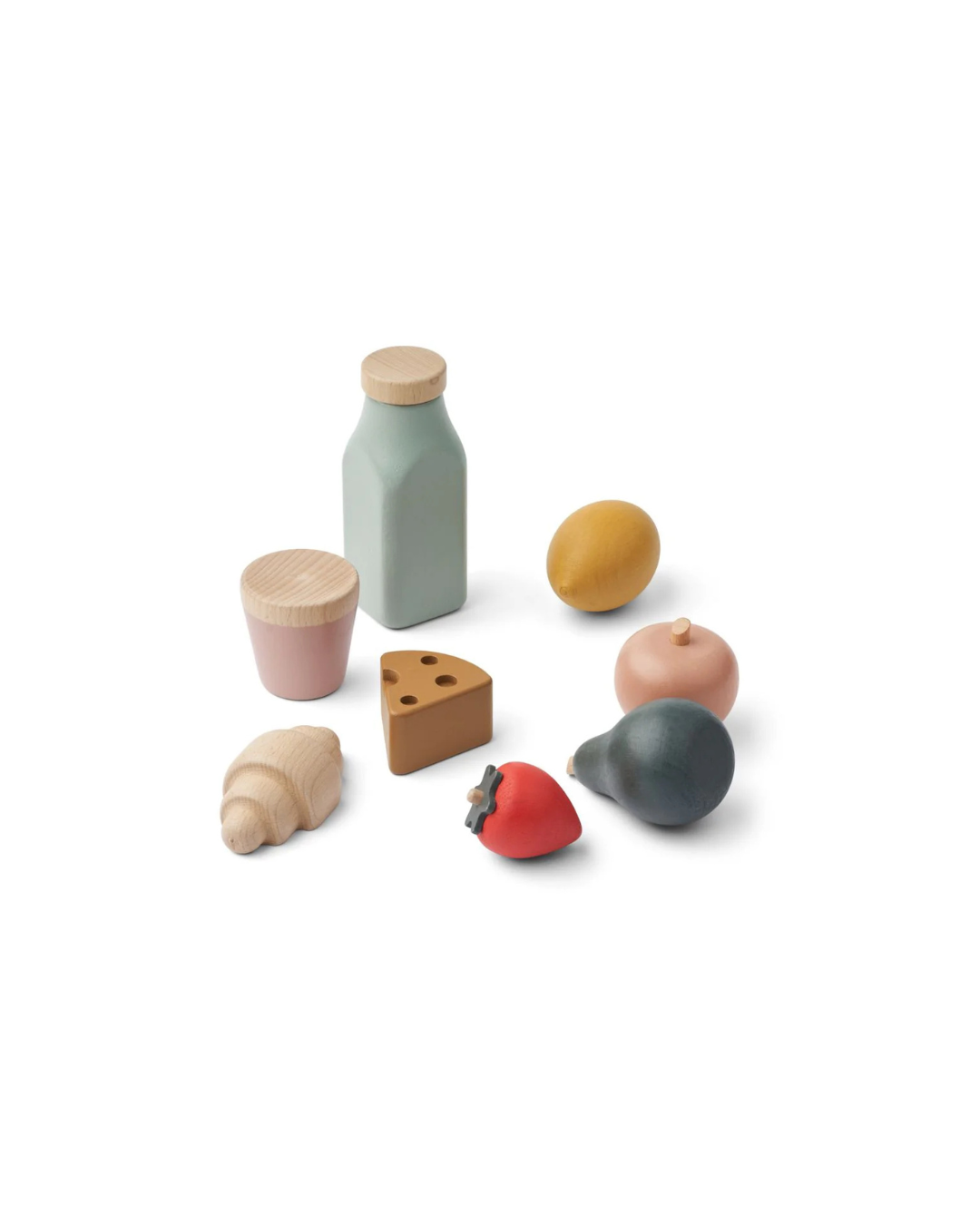 Panier de dînette FLORIN avec 8 aliments en bois et panier SAMANTHA, jouet d’imitation pour enfants