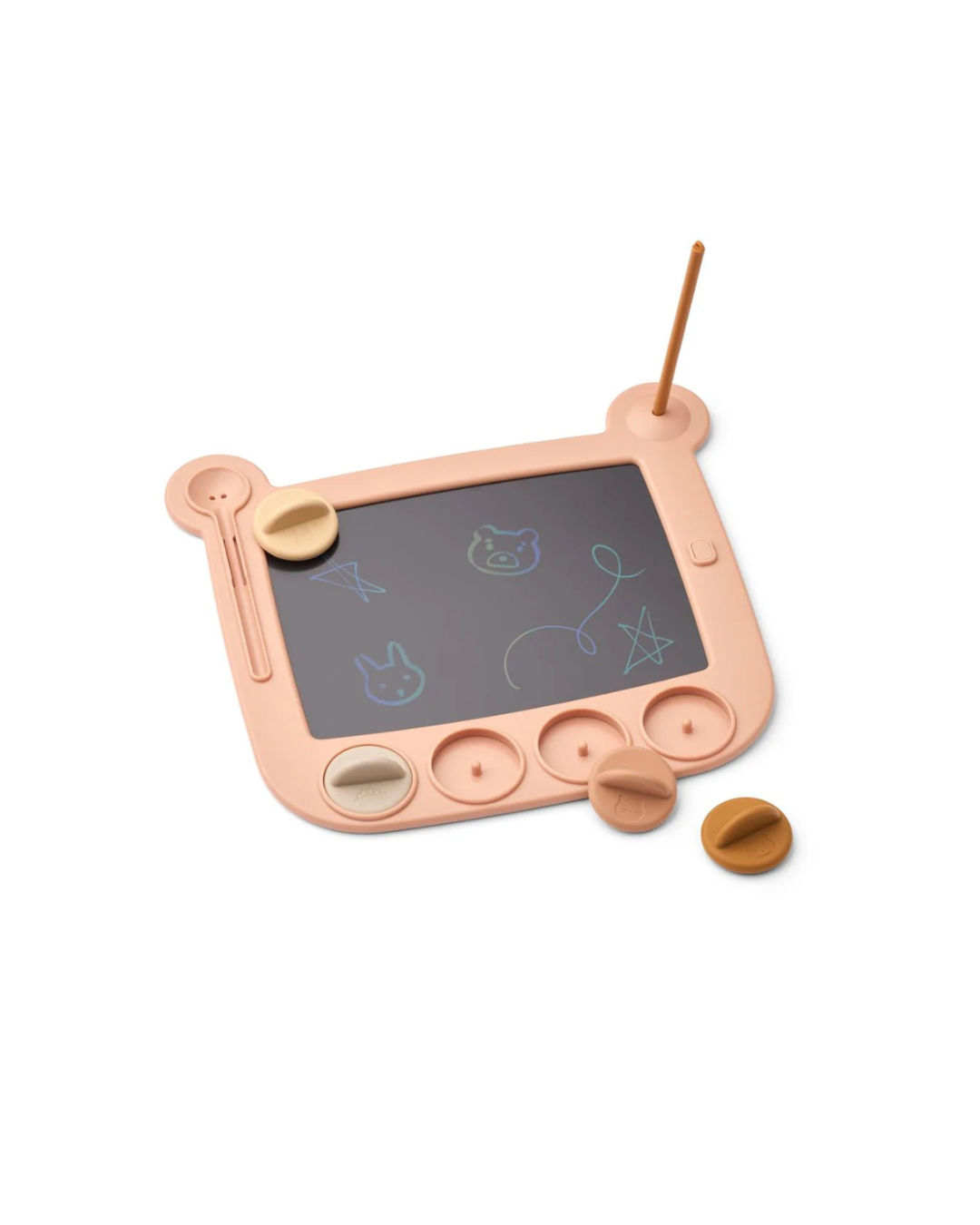 Planche à dessin LCD en forme d’ours avec stylo et 4 tampons en silicone, jouet créatif réutilisable pour enfants