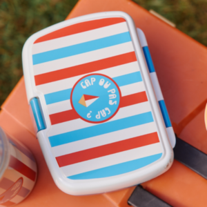 Boîte à goûter à compartiments – Collection Dans les airs, lunch box à 2 étages avec compartiment amovible et système de clips pratique