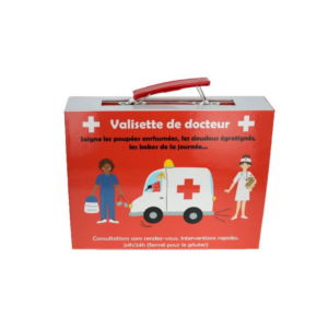 Valisette de docteur en bois avec accessoires médicaux pour enfants, jeu d’imitation éducatif et ludique