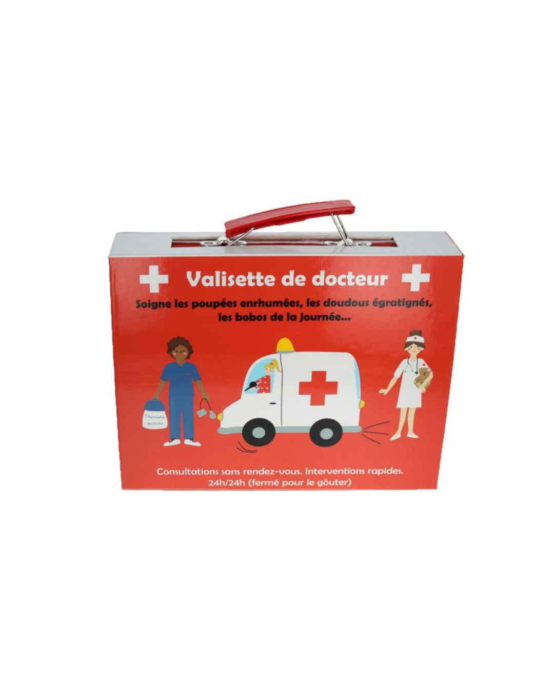 Valisette de docteur en bois avec accessoires médicaux pour enfants, jeu d’imitation éducatif et ludique