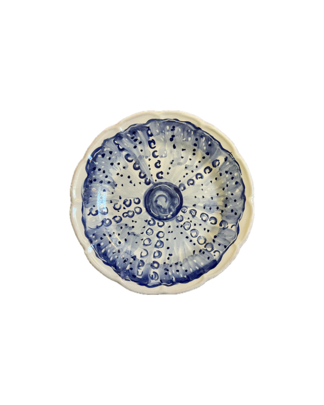 Assiette Oursin Bleu 25 cm en céramique artisanale faite main en Italie – Collection Mare Popolo