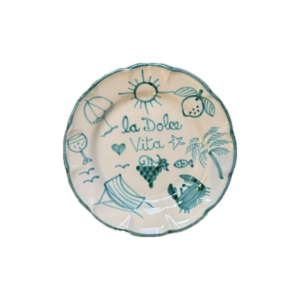 Assiette Dolce Vita verte 25 cm en céramique artisanale, pièce faite main en Italie, collection Popolo