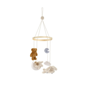 Mobile décoratif MELI avec ours en peluche en polyester recyclé certifié GRS, à suspendre au-dessus du berceau ou de la table à langer