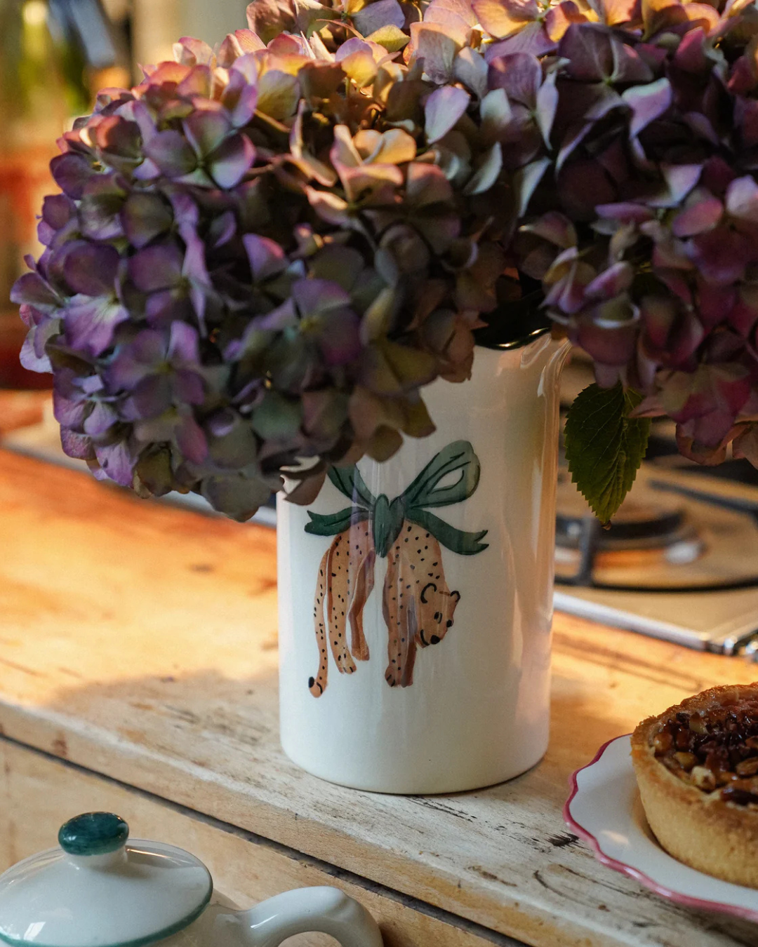 Vase léopard suspendu en faïence peint à la main – décoration originale et exotique