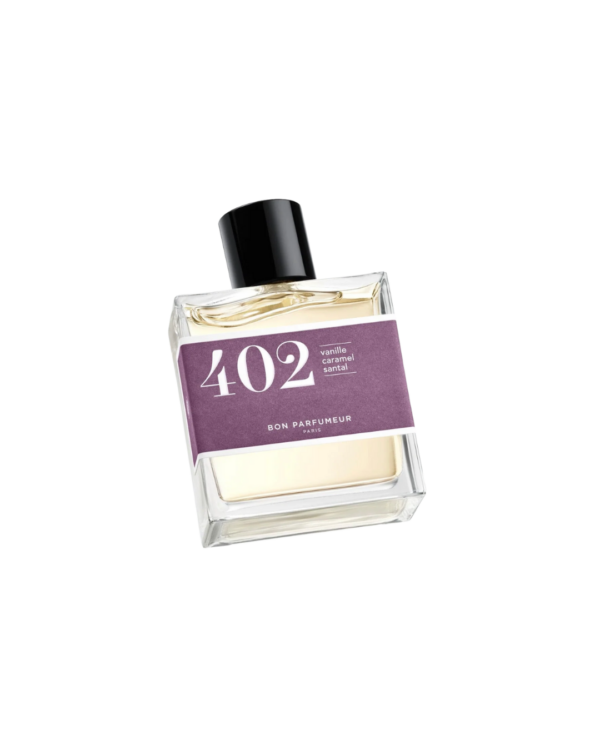 Eau de parfum Bon Parfumeur 402 – Vanille, Caramel et Bois de Santal, flacon 30 ml, parfum gourmand et addictif.
